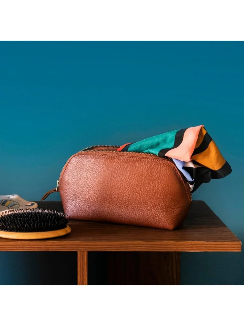 Genuine Leather Makeup Bag | Cosmetic Pouch Travel Organizer | Toiletry Clutch